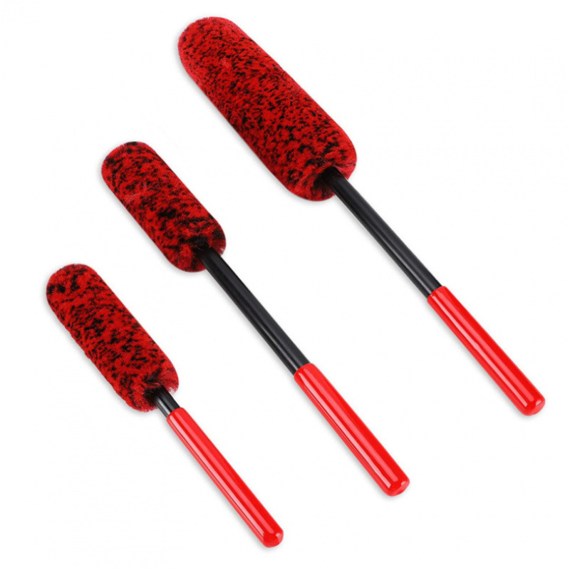 Car cleaning and beauty wheel hub brush, imitation wool fiber rod brush, car gap cleaning brush, large, medium and small wool brush