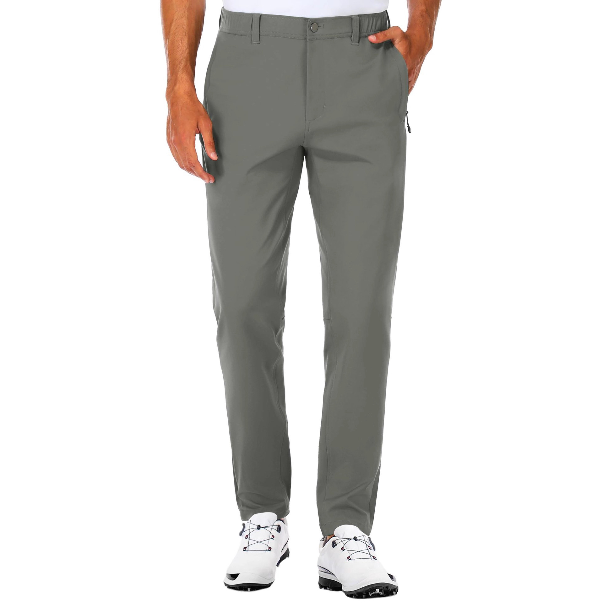 高尔夫裤男式休闲裤弹力修身徒步裤轻质连衣裙休闲锥形拉链