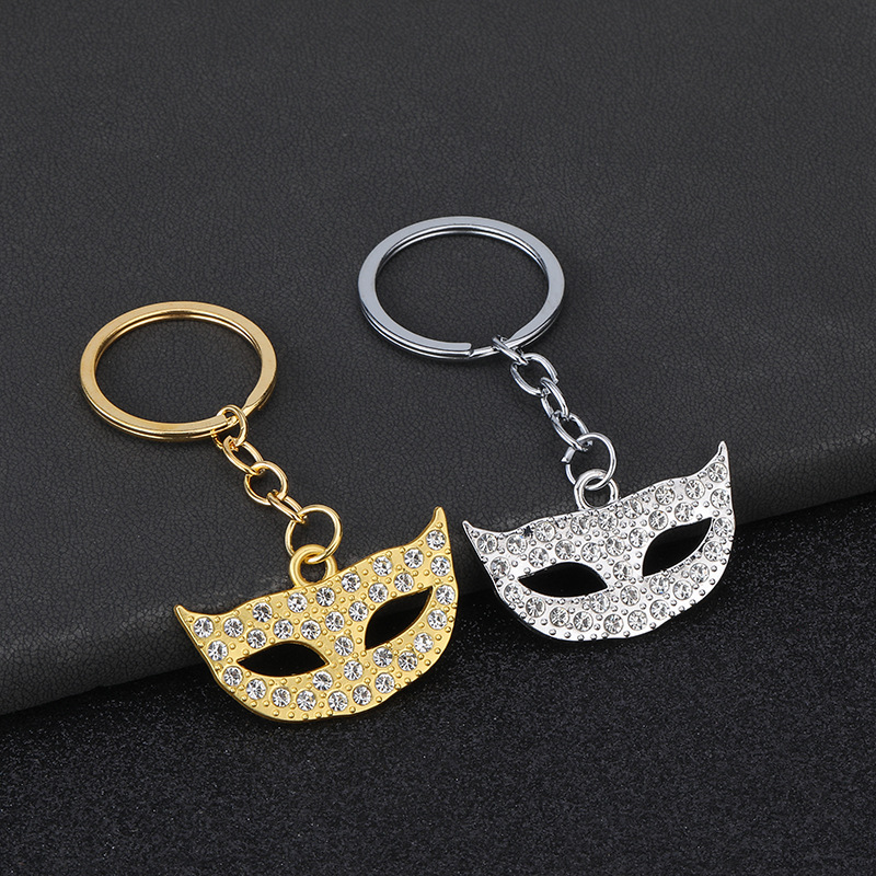 韩版镶钻万圣节半脸面具创意女式化妆舞会面具钥匙扣派对装扮挂件