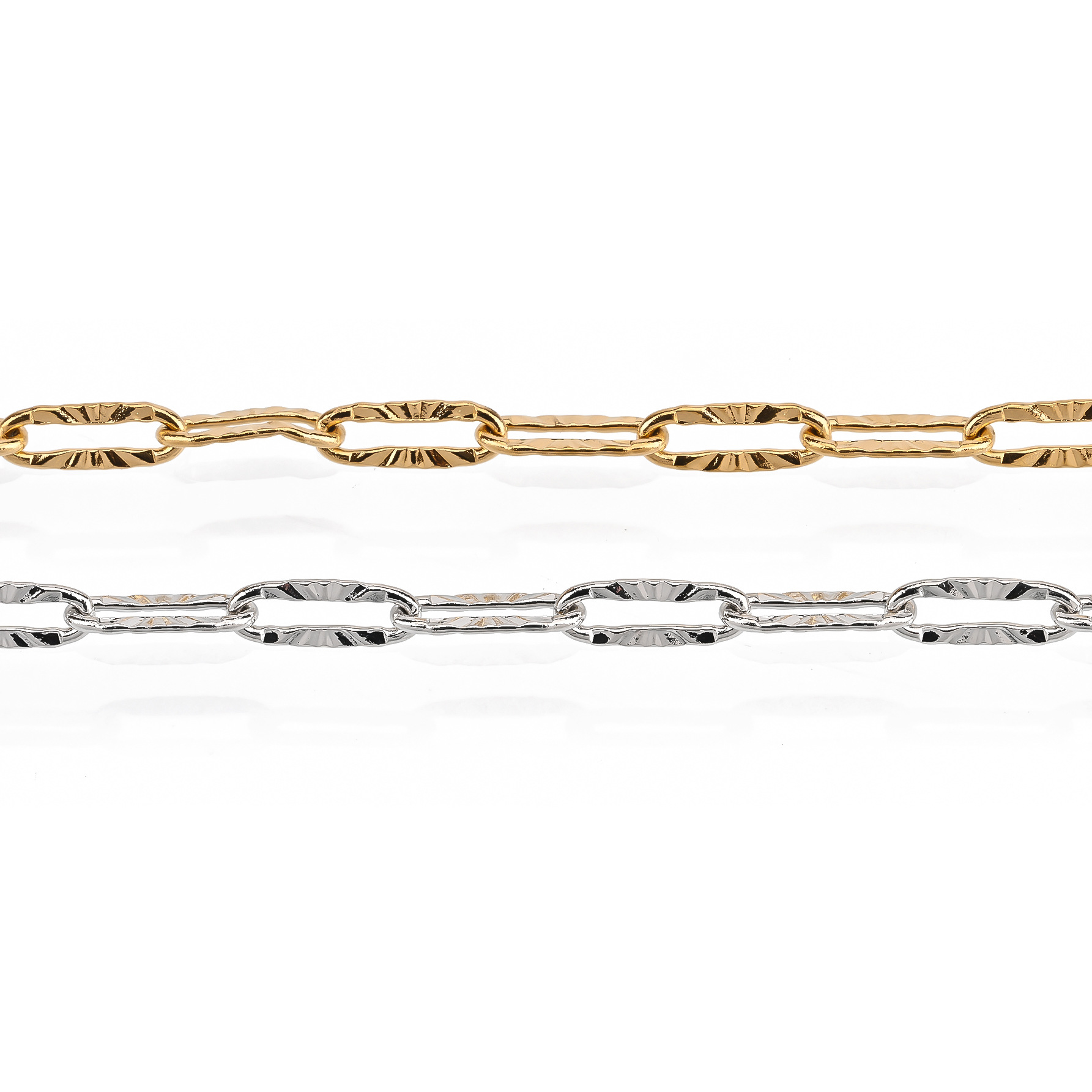 Cross-border best-selling stainless steel PVD vacuum electroplated chain flat wire long cross pressed sunflower pattern chain accessories Item Picture