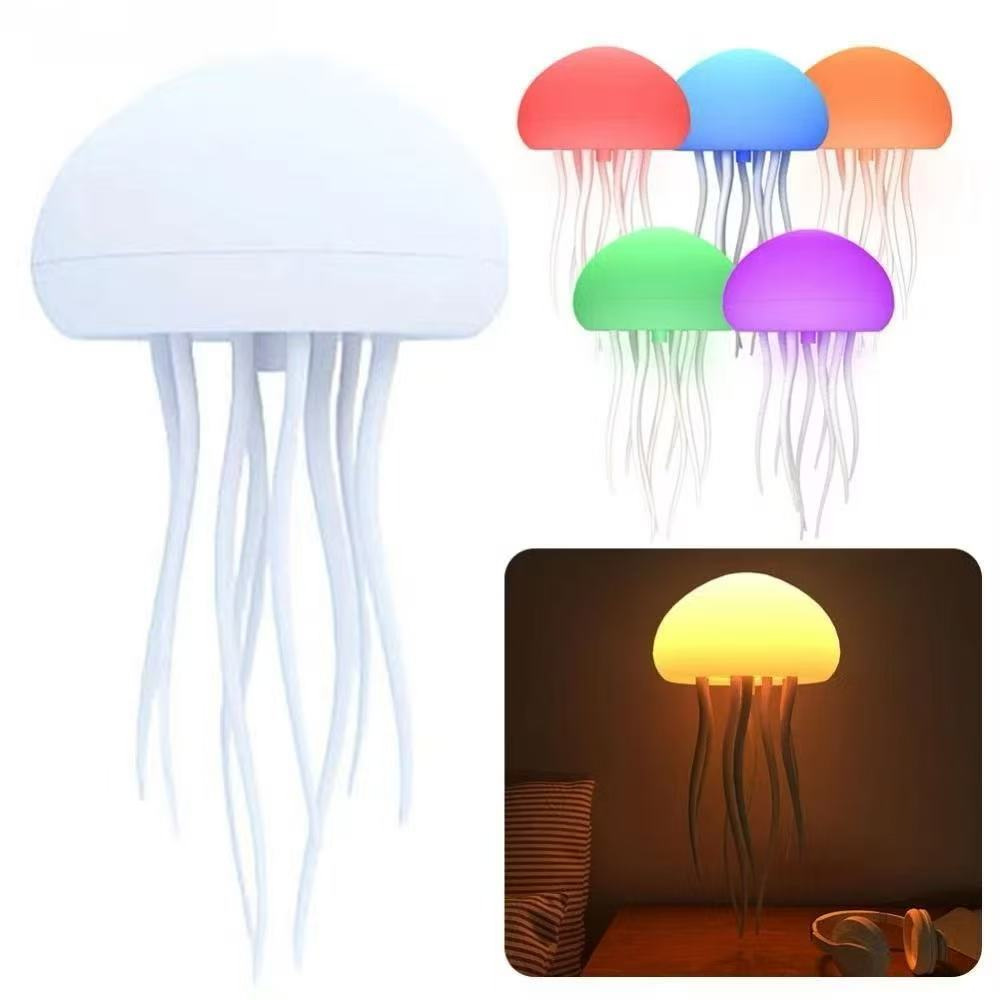 New jellyfish light, gradient floating light, sensing atmosphere night light, creative and novel decorative desktop light, voice-controlled details Picture