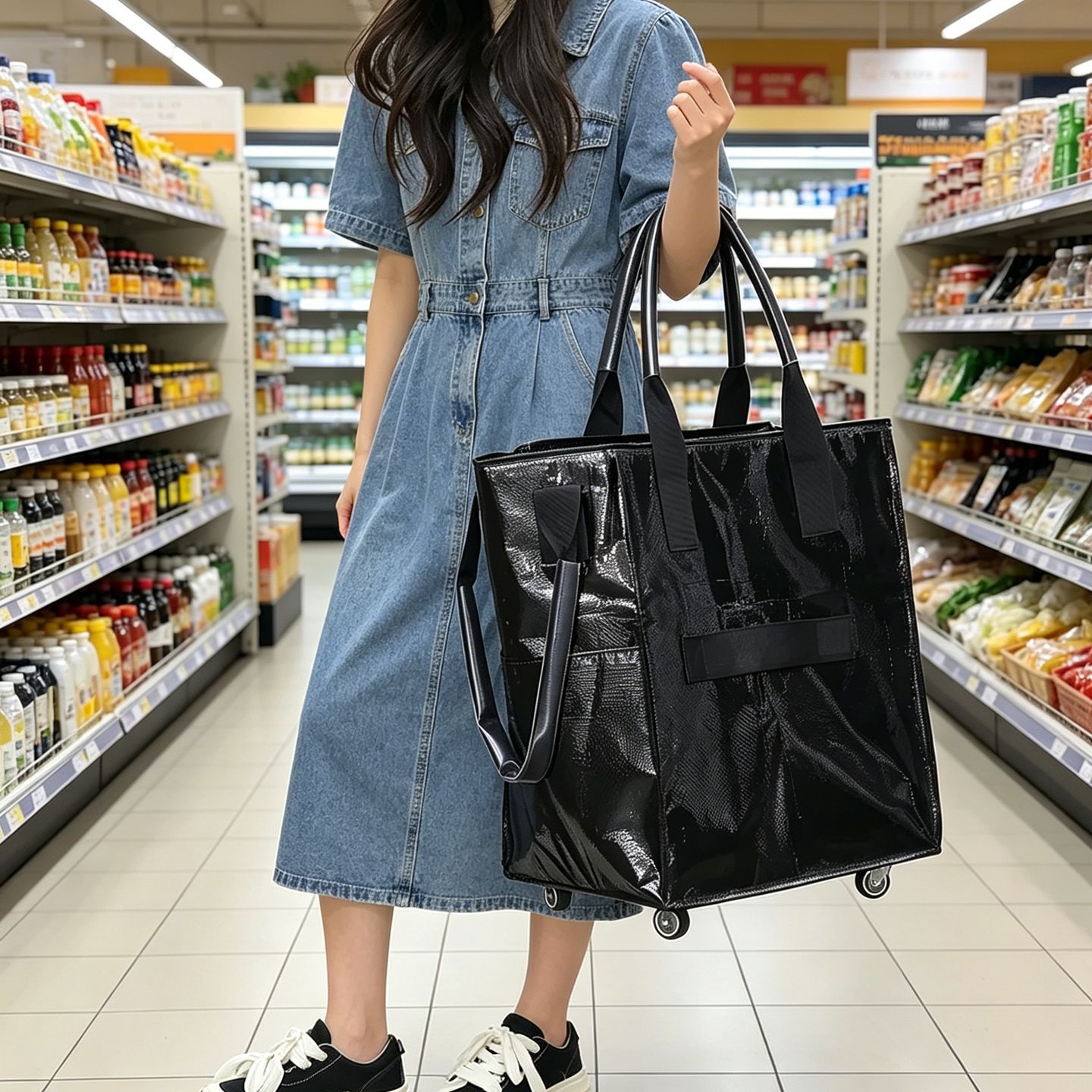 The domestic HULKEN bag is a multi-functional, portable, large-capacity, detachable, sliding and foldable shopping bag with wheels details Picture