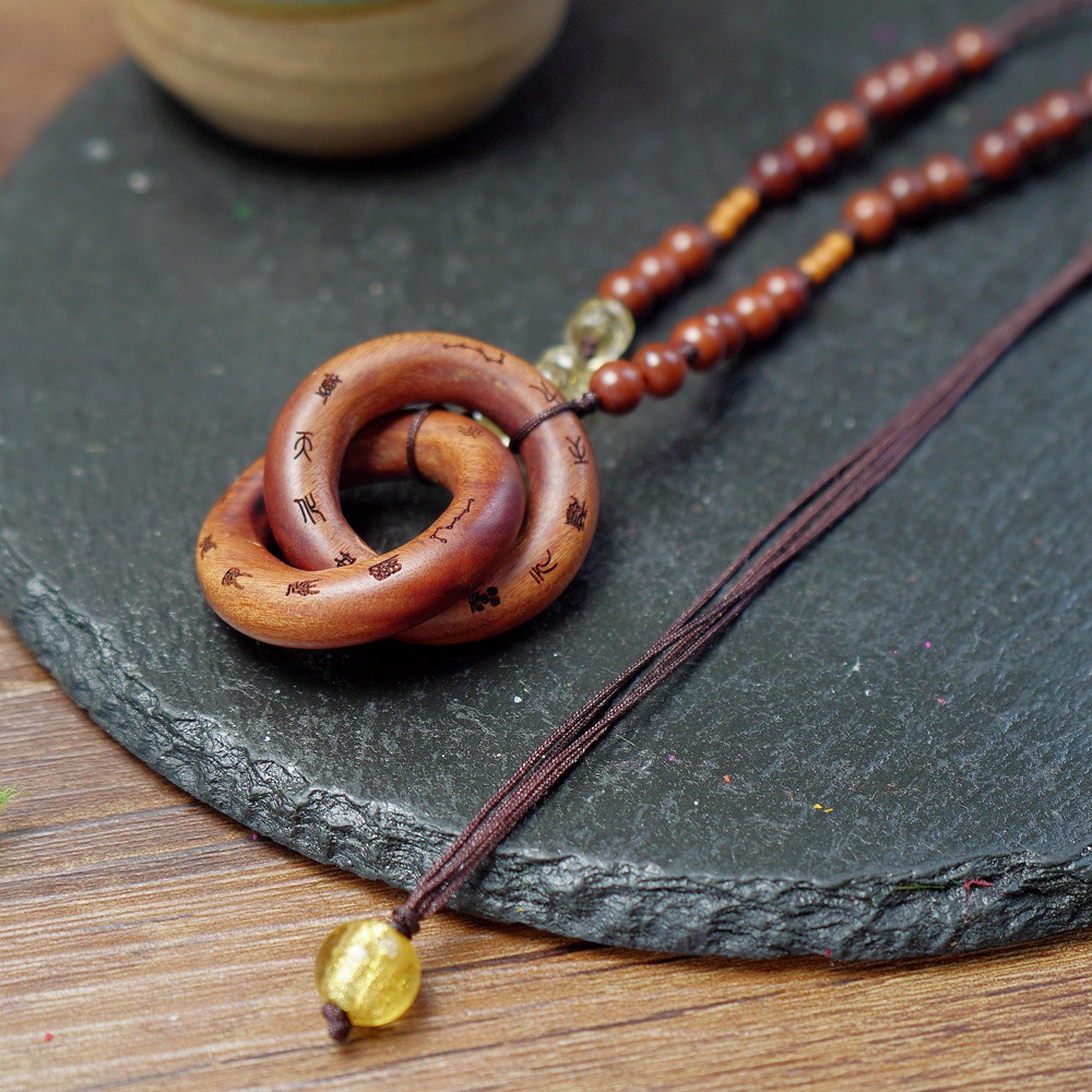 【乾坤圈】神霄双环枣木雕刻挂件项链平安扣雷击枣木国风饰品挂饰