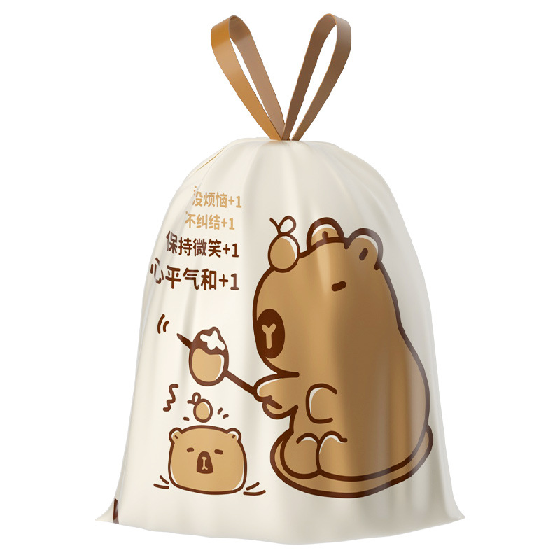 Kapibala tear-free drawstring garbage bag thickened, not easy to break, hand-held household kitchen garbage bag that won't dirty hands, customized Item Picture