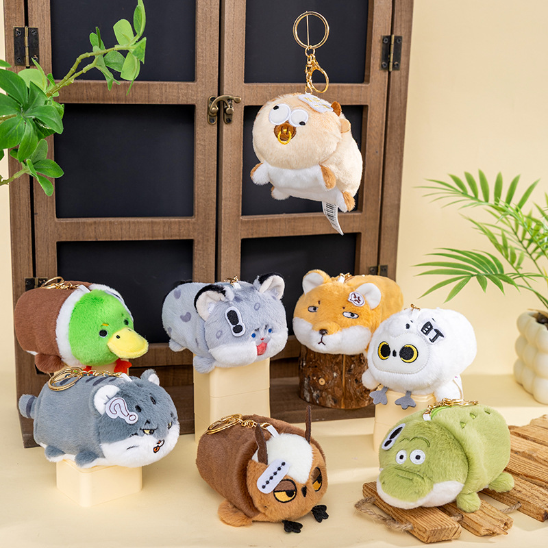 搞怪猫头鹰鳄鱼雪豹原创动物公仔玩偶耳机包零钱包摆件礼物批发