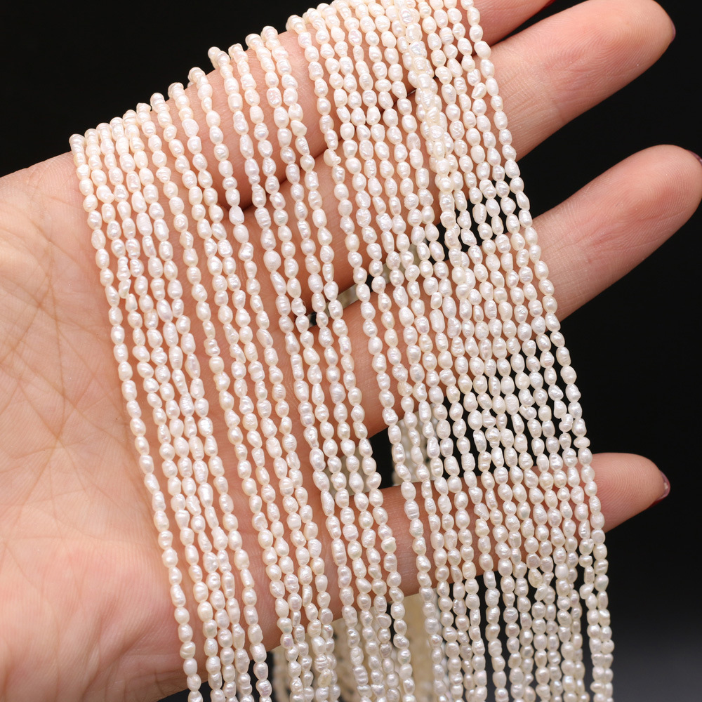 Exquisite natural freshwater pearl rice beads DIY jewelry accessories, handcrafted jewelry necklaces, semi-finished product production and wholesale Specification image