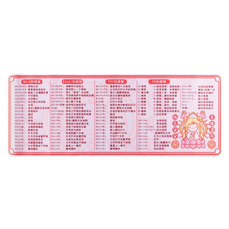 Guangfengyuan Large Mouse pad with office shortcut keys, large and long gaming and e-sports desk mat, National trend creative thickened version Item Picture