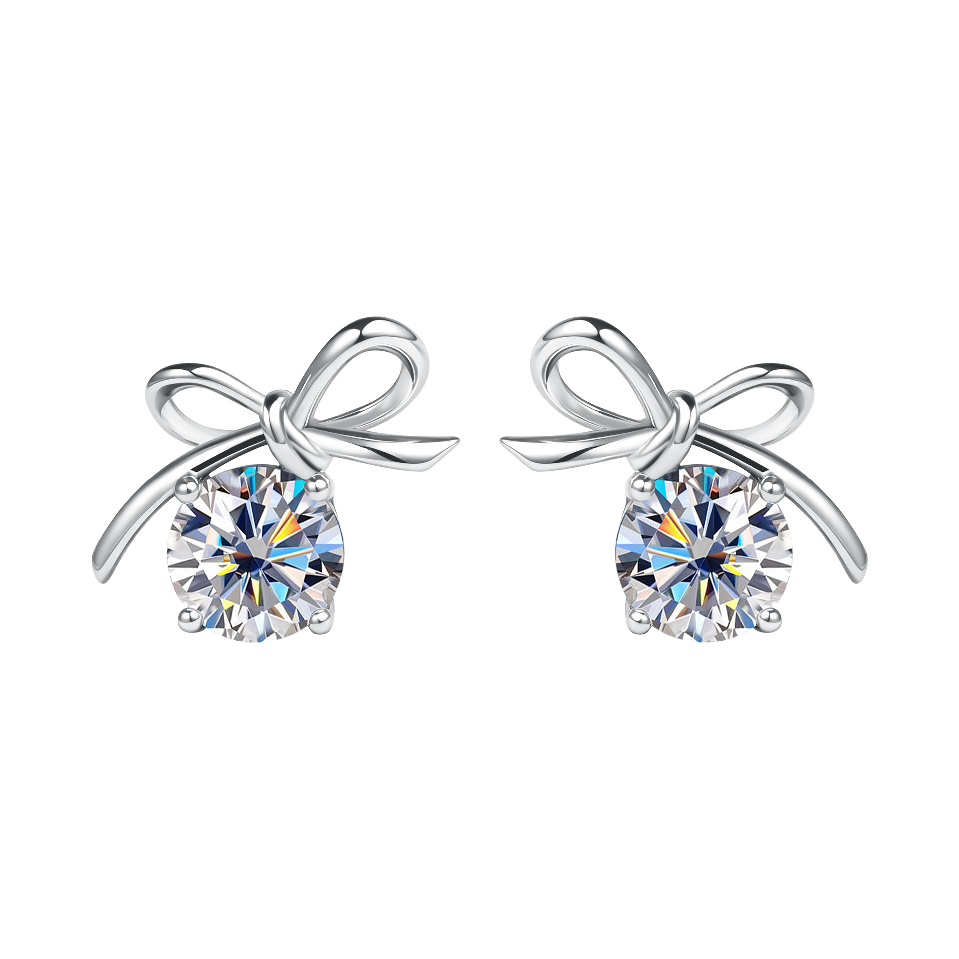 Zhuoheng selects cute and sweet bow four-prong Moissang stud earrings for women, with a fresh and delicate touch and a cute and artistic touch. Wholesale Application Scenario