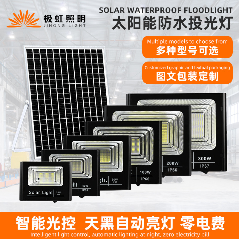 Cross-border solar floodlights, waterproof outdoor lighting, garden lamps, new rural street lamps, community basketball court floodlights details Picture
