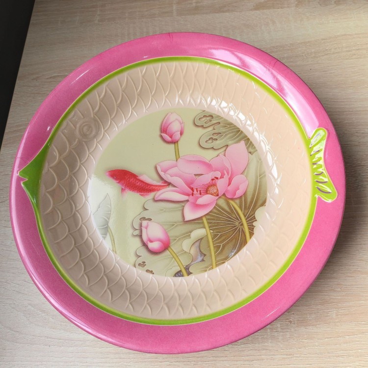 Anhui Yasheng 9-inch round inner fish-patterned printed plate melamine tableware for export Application Scenario