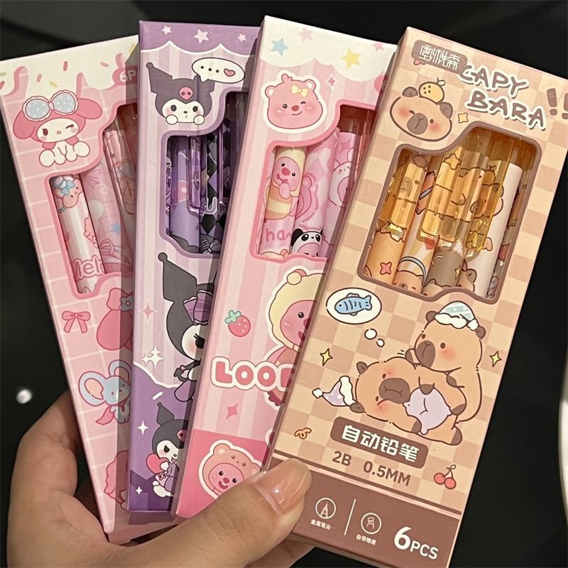 Cartoon Sanrio mechanical pencil 0.5mm, not easy to break, children's plastic press automatic lead feeding writing pencil details Picture