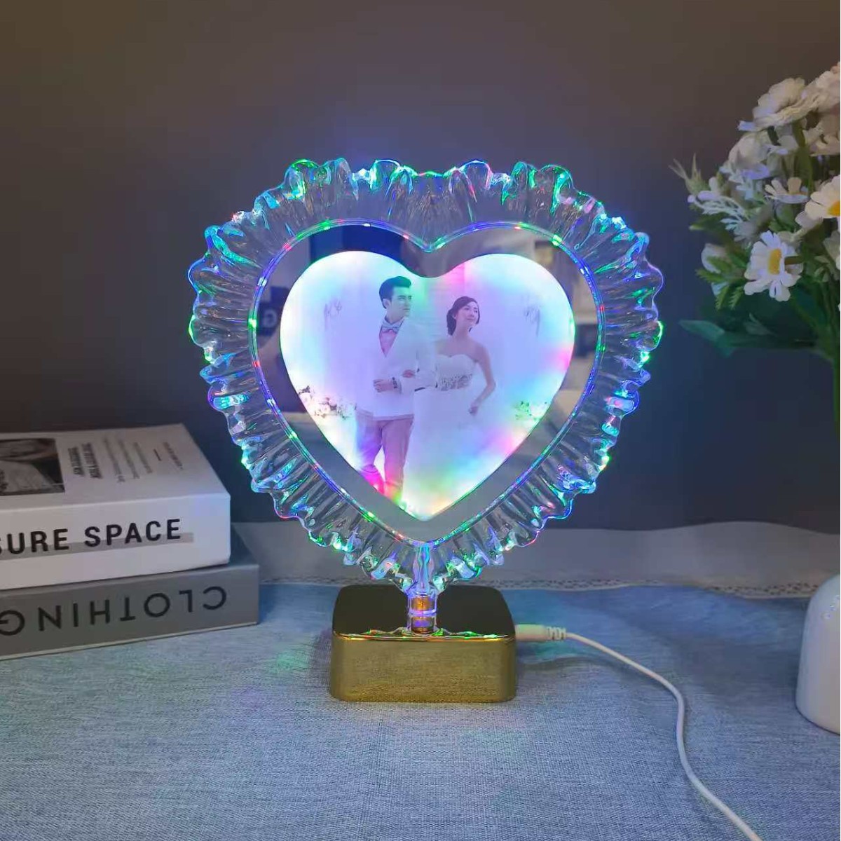 LED相框灯发光相框一灯两用会发光的智能相框 ins风桌面摆台跨境