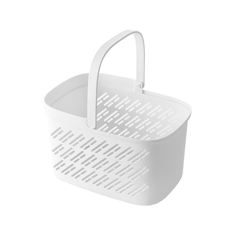 Bath basket with dry and wet separation, dormitory hand-held bath basket, plastic small basket, net basket, hollowed-out draining wash basket Item Picture