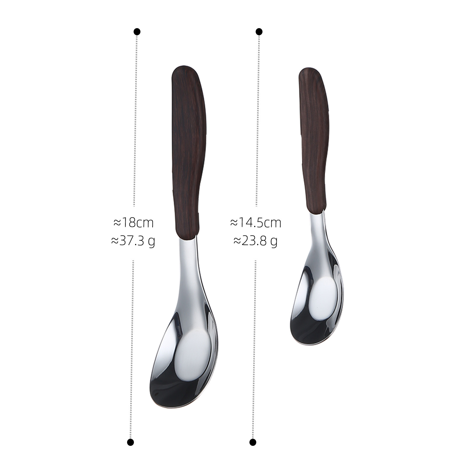 304 stainless steel ingot-shaped spoon, spoon, rice spoon, wood-grain imitation household spoon, adult kindergarten deepening meal and soup spoon Item Picture