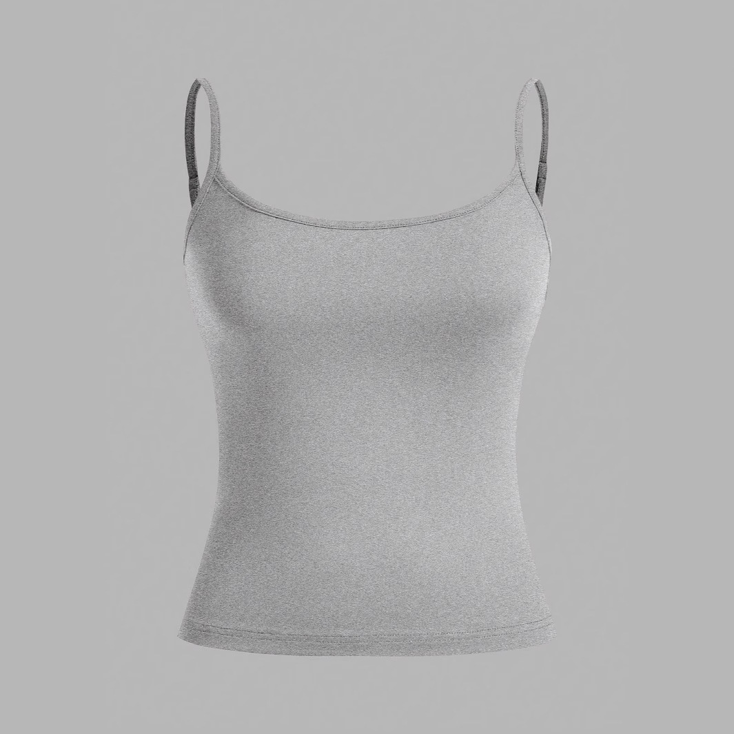 This is a soft and skin-friendly sportswear top with a thin shoulder strap base from Europe and America, which exudes a feminine charm. It also features a slimming and form-fitting halter top Specification drawing