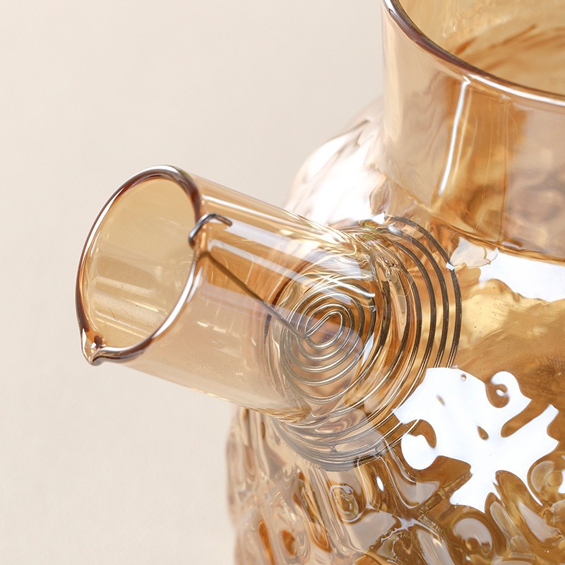 Hot and cold dual-purpose pineapple patterned cold water kettle set, high borosilicate glass tea cups, solid-color boiling water kettle, cold water kettle Specification image