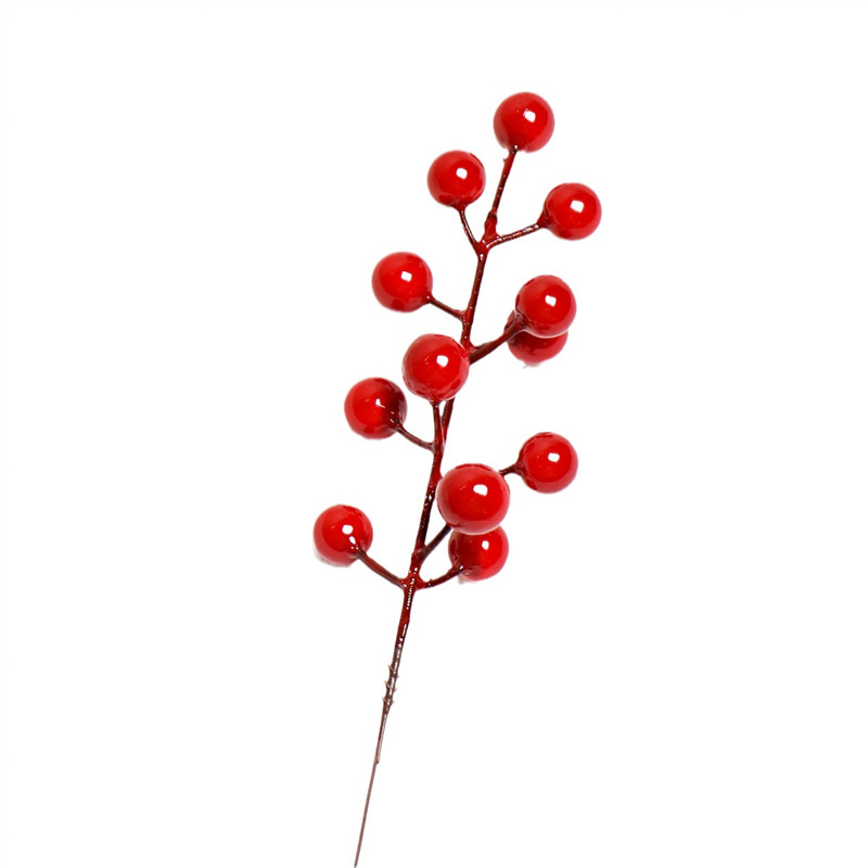Red fruit artificial flowers, money fruit, Holly fruit, Christmas wreath, flower arrangement, berry decoration, 12 red fruit artificial flowers Application Scenario