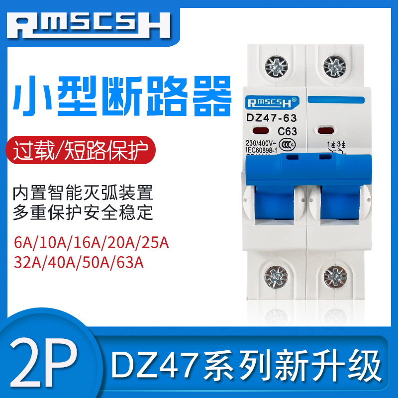 厂家直销空气开关C45小型断路器DZ47-632P6A-63A