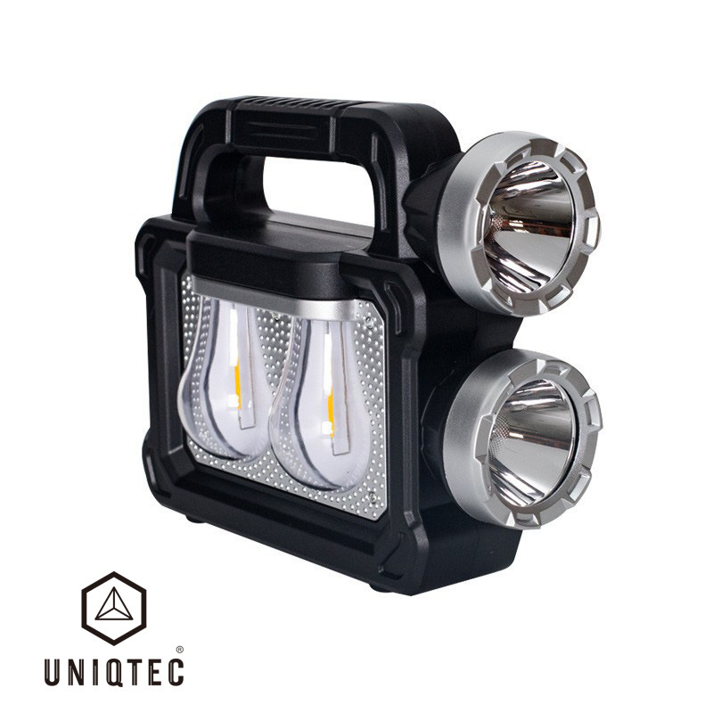 Solar-powered portable lamp, multi-functional outdoor camping portable searchlight, dual light sources for near and far, hand-pressed power generation Application Scenario