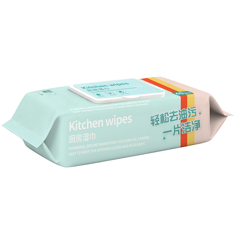 Kitchen wet wipes, strong oil stain removal, large packs, thickened stain removal paper, household range hood stain removal wet wipes, factory wholesale Item Picture