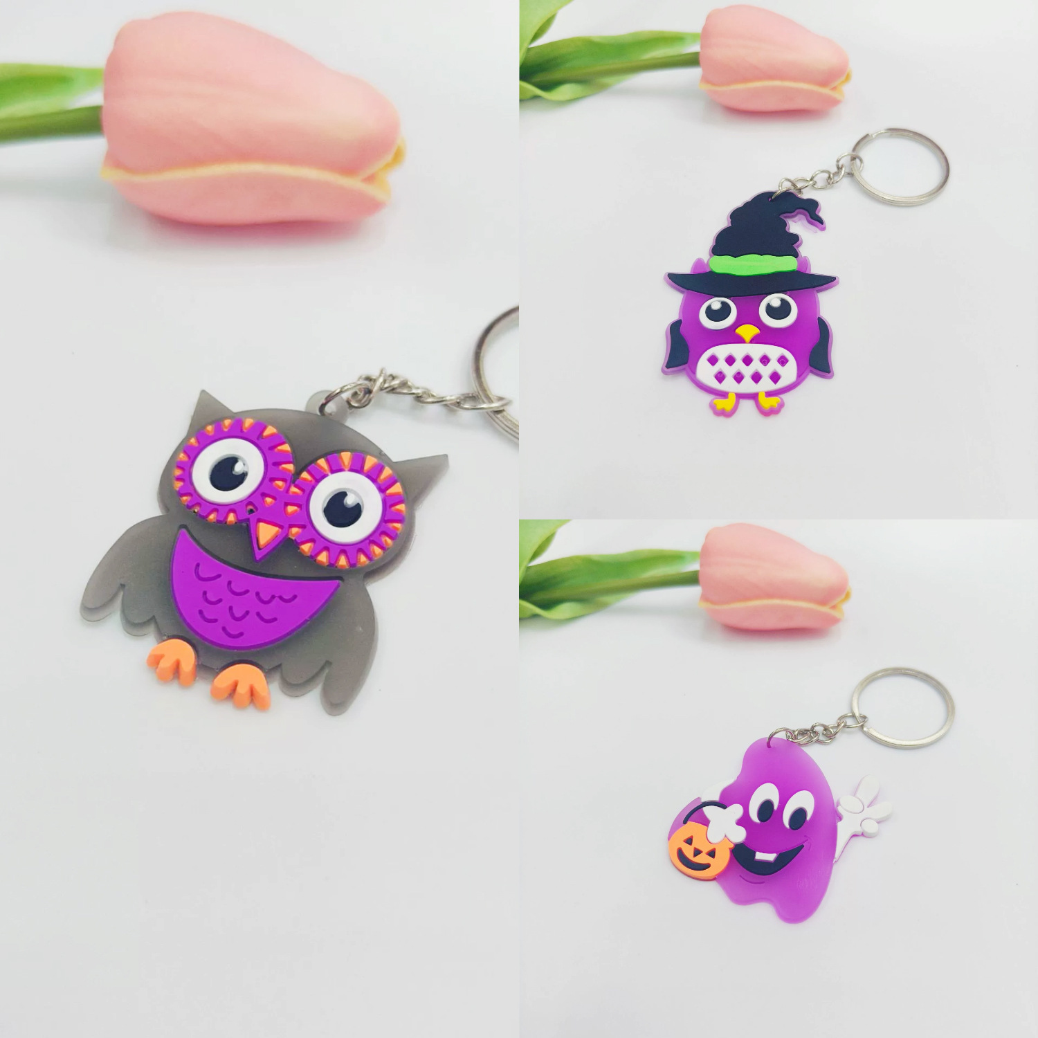 Cross-border best-selling Halloween series keychain owl soft rubber car accessory mini