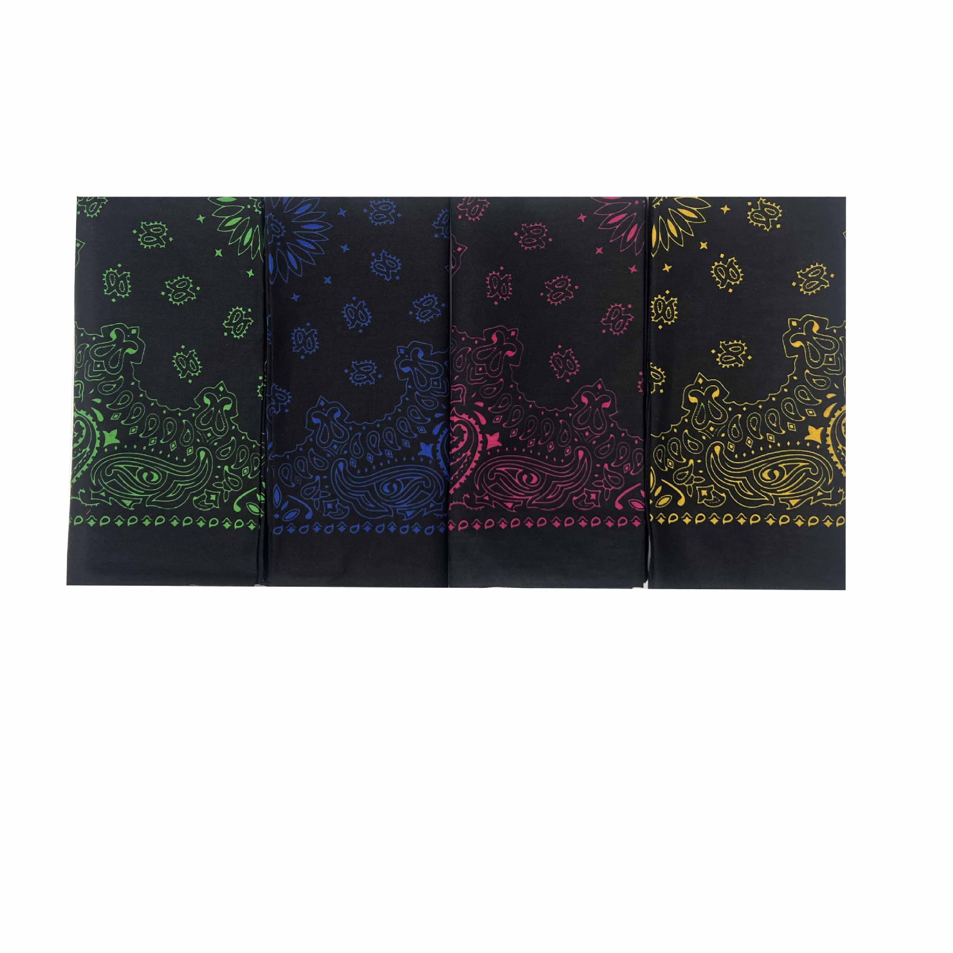 Wholesale of new pure cotton square scarf hip hop hip-hop street dance black background contrasting color sunflower bandana headscarf details Picture