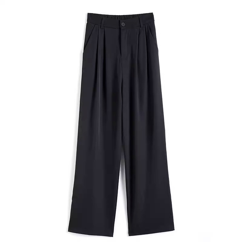 Korean-style sagging suit pants for women in summer 2025 new high-waisted, slimming, wide and narrow casual straight-leg ice silk wide-leg pants Item Picture