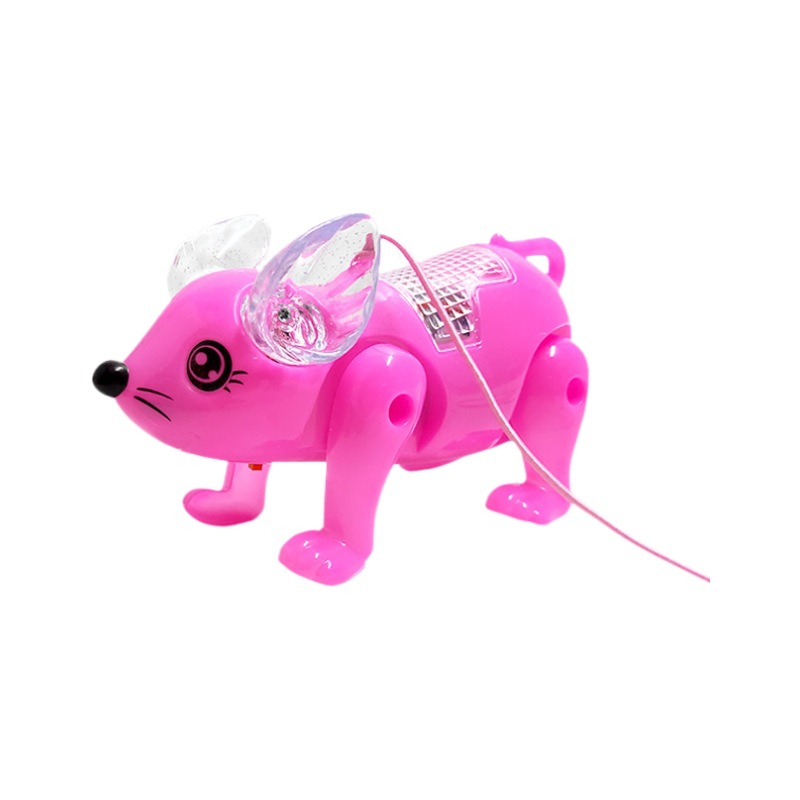 2020新年款电动老鼠儿童发光玩具音乐牵绳鼠仿真会走路抖音同款详情图5