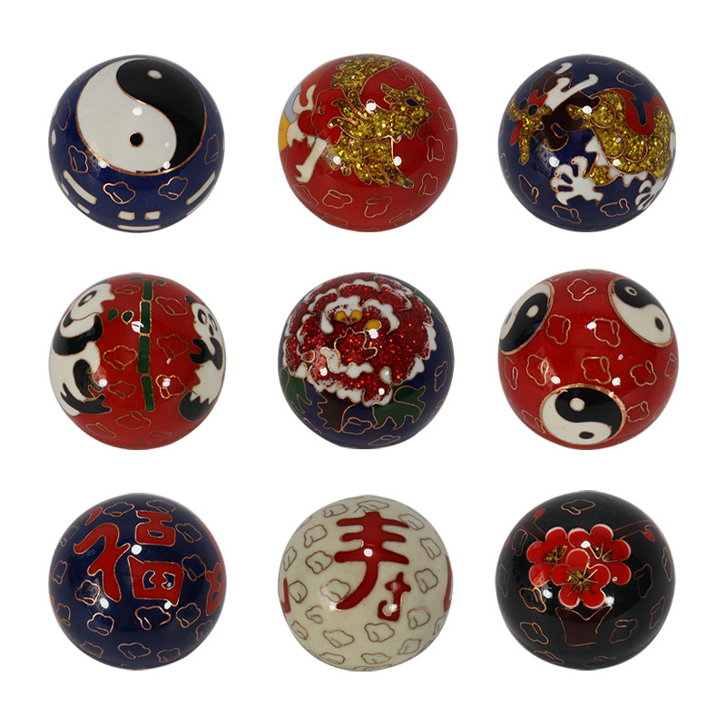 Premium gift box set of Beijing Cloisonne handball outer craft cultural gift Cloisonne low-temperature fitness ball Item Picture