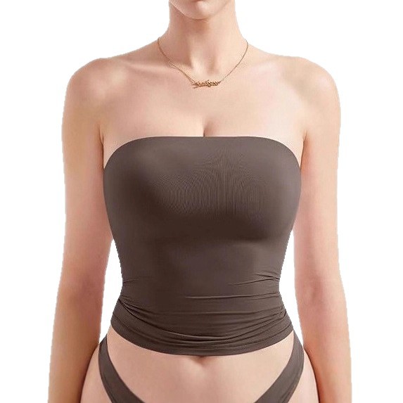 Factory direct sales of cross-border double-layer strapless tops and vests from Europe and America. Short, slimming and sexy women's clothing Item Picture