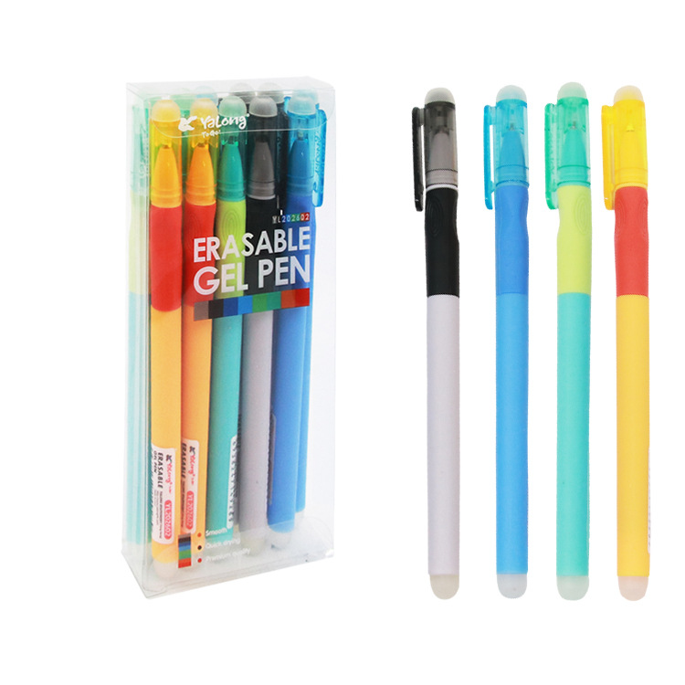 Yalong transparent PVC box-packed colored pen barrel, high-quality standard office/school gel pen, erasable pen