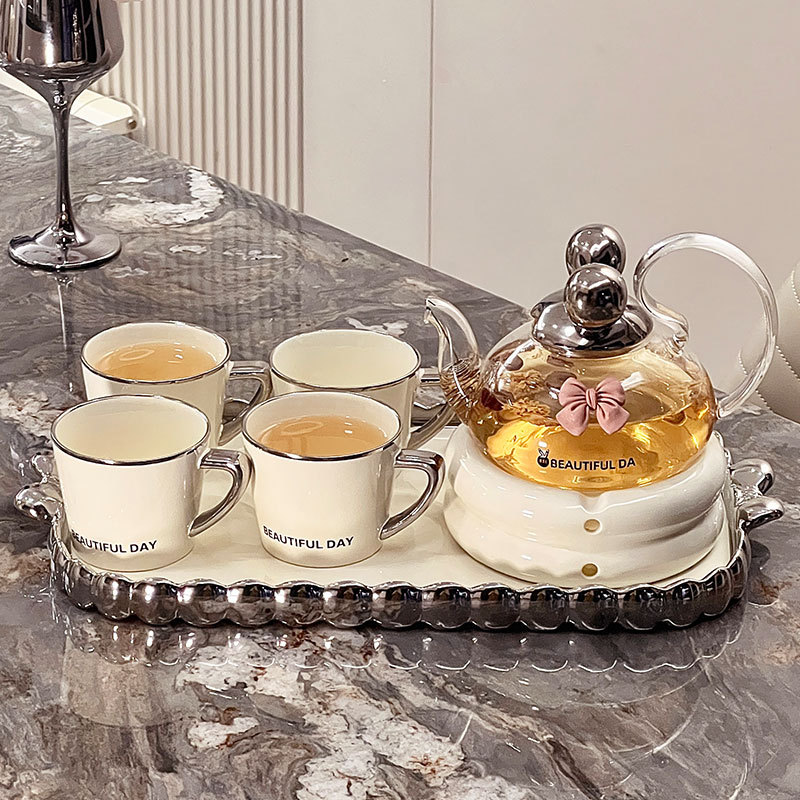 高颜值花茶茶具套装家用好物下午茶茶杯全套可加热茶壶乔迁礼批发