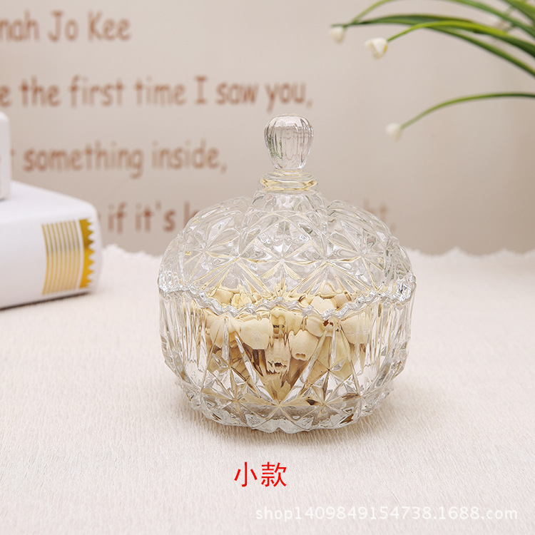 Wholesale of European-style creative green apple TG1060 glass small diamond sugar VAT, small Mongolian candy cup and crystal VAT ornaments