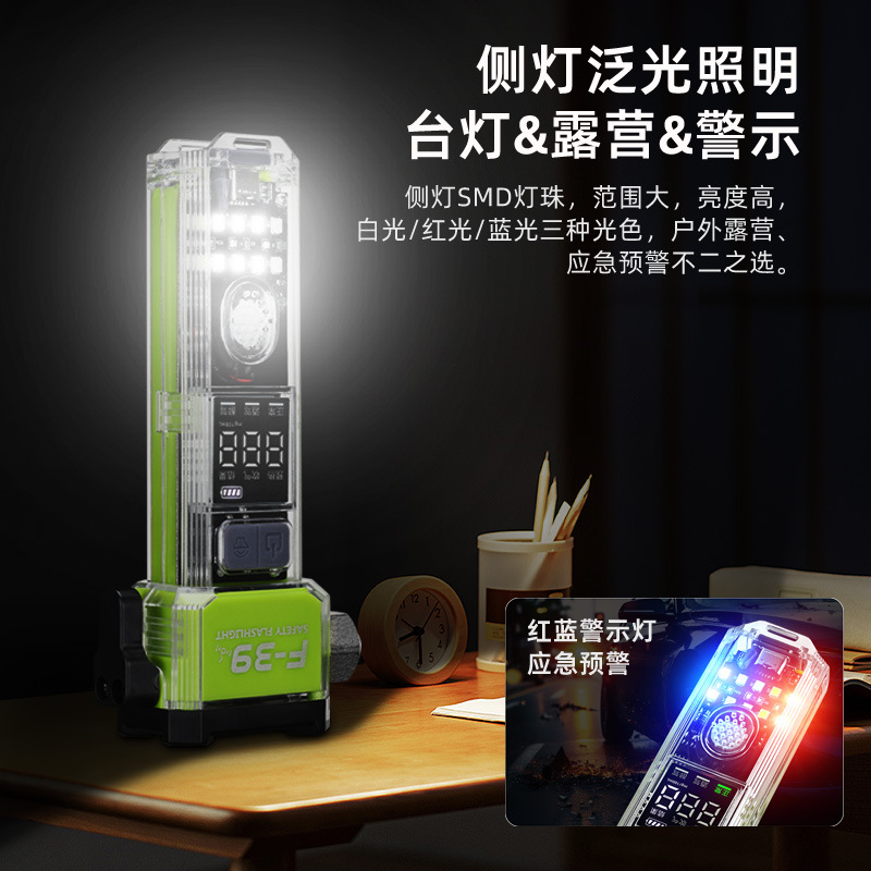 New cross-border hammer white laser flashlight, multi-functional outdoor vehicle emergency, roller zoom, multi-scene alarm Application Scenario
