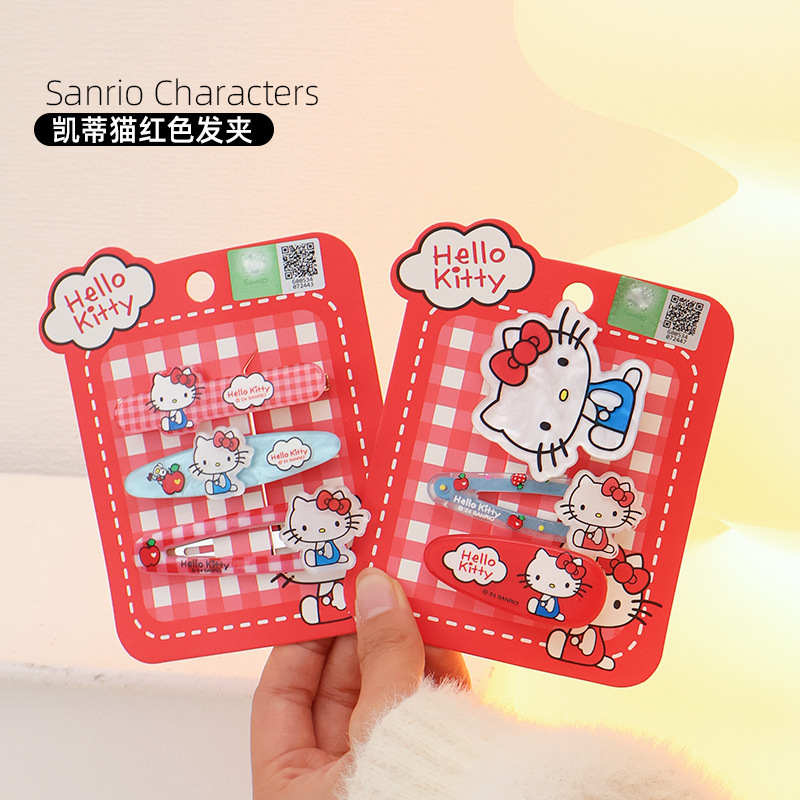 Sanrio officially authorized Hello Kitty Red series hairpins made of acrylic material, cute and festive New Year headwear
