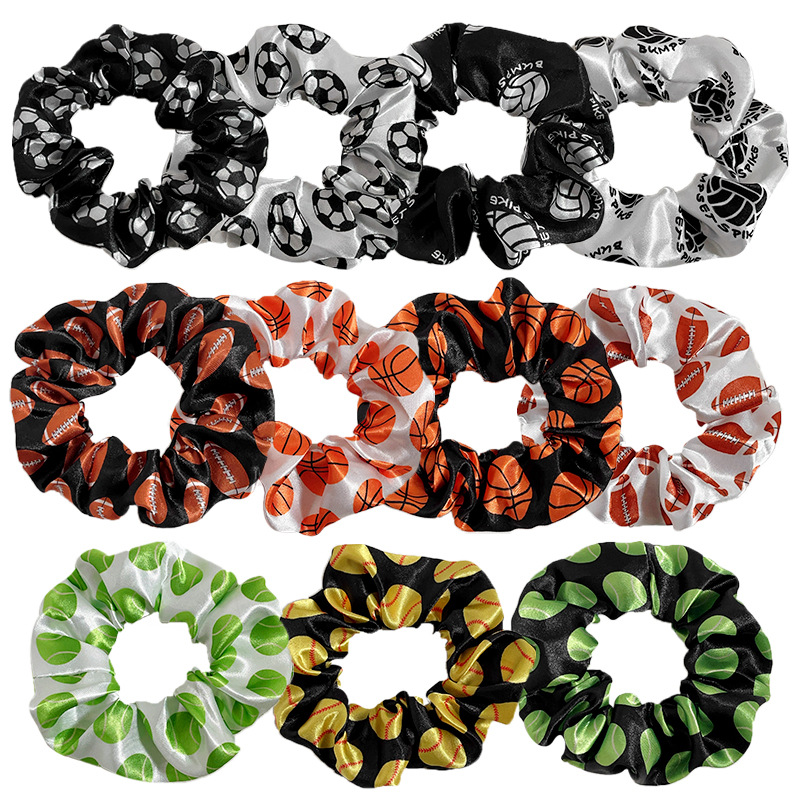Amazon cross-border printed softball, rugby, large intestine hair rings, football, basketball, volleyball, cheerleading team sports headbands