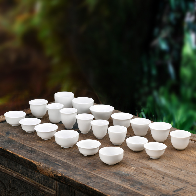 德化白瓷功夫茶具茶杯品茗杯斗笠杯公司定LOGO礼品店铺活动伴手礼