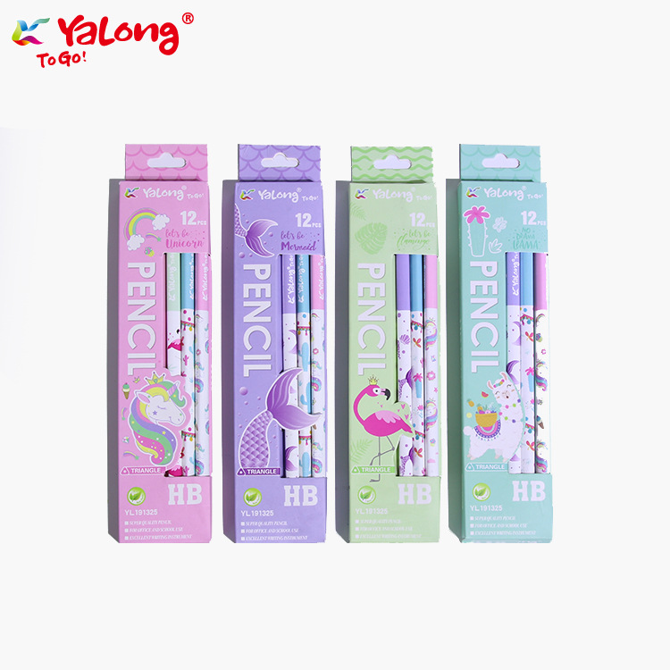 Yalong's hot-selling customizable logo: 7-inch poplar HB pencil with triangular design and eraser