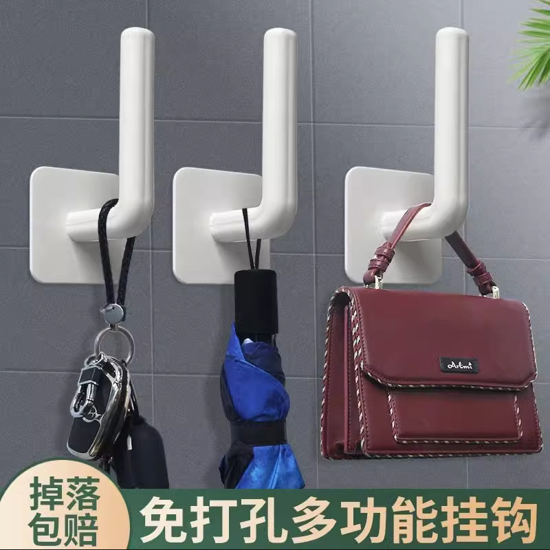 L-shaped hook, strong adhesive hook, multi-functional, no need for drilling, no trace, kitchen storage, L-shaped stand, leather case, household storage