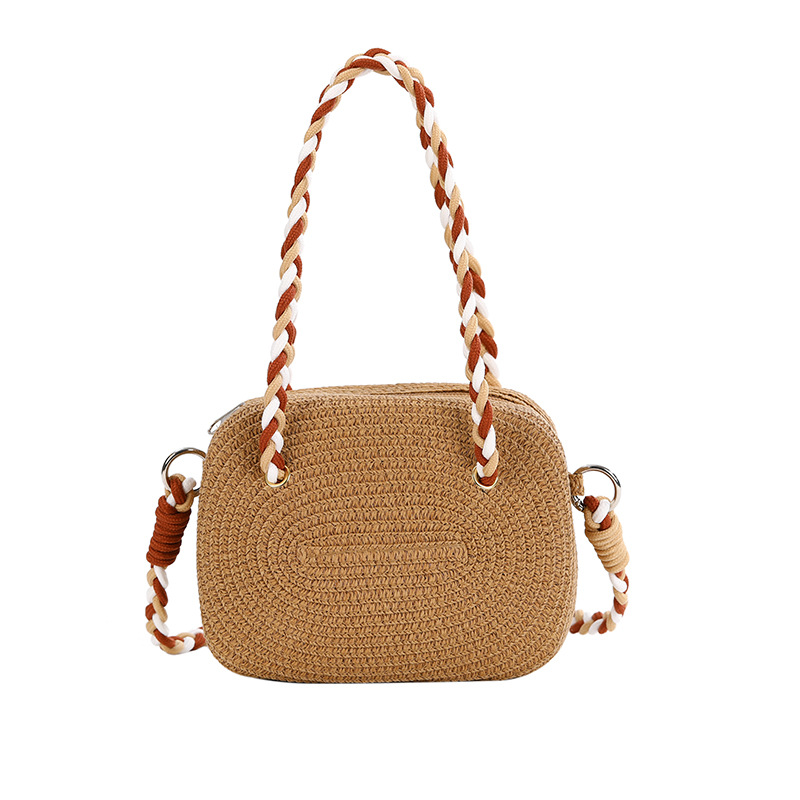Bolso de mano cerca del mar bolso tejido colorido mujer 2025 nueva playa raffia tejido teléfono móvil bolsa crossbody gran capacidad Item Picture