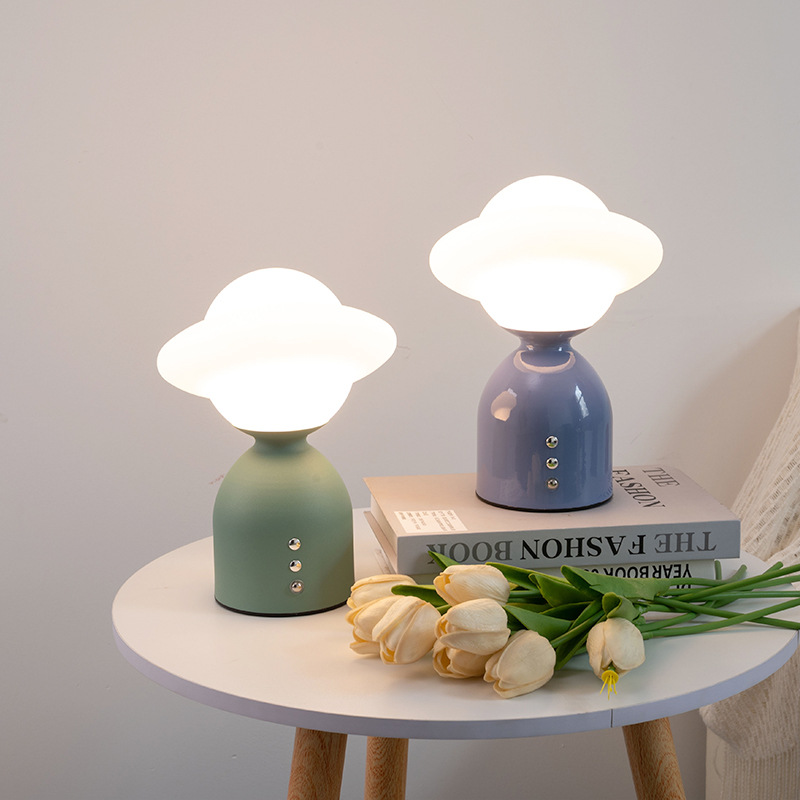 Cross-border simple and modern bedroom and study night light, creative decorative table lamp, ambient light, touch dimming and charging table lamp Application Scenario