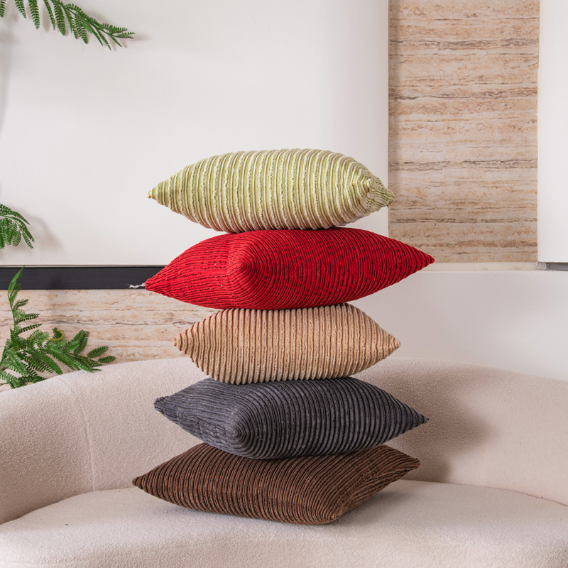 Amazon cross-border solid color simple corduroy pillowcase, living room sofa cushion cover, model room decorative pillow cover details Picture
