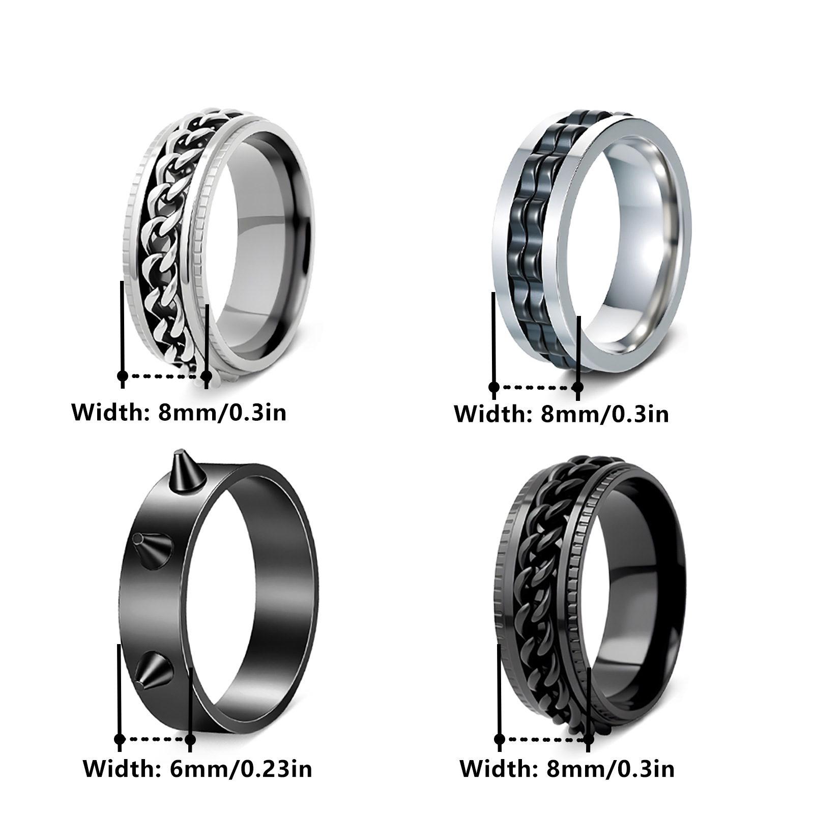 Cross-border Amazon best-selling stainless steel electroplated ring, unisex ring, rotating stress-relieving accessory, ring bracelet Application Scenario