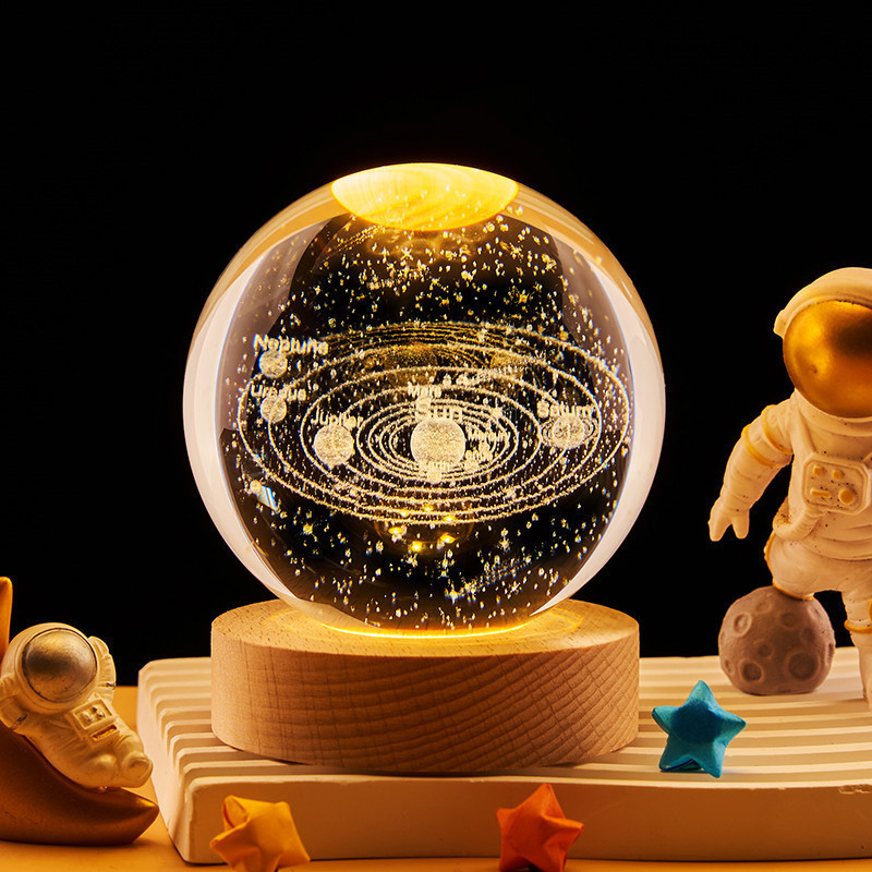 Crystal ball night light, ins creative gift, desk lamp, wooden ornament, Valentine's Day and Christmas gift for friends details Picture