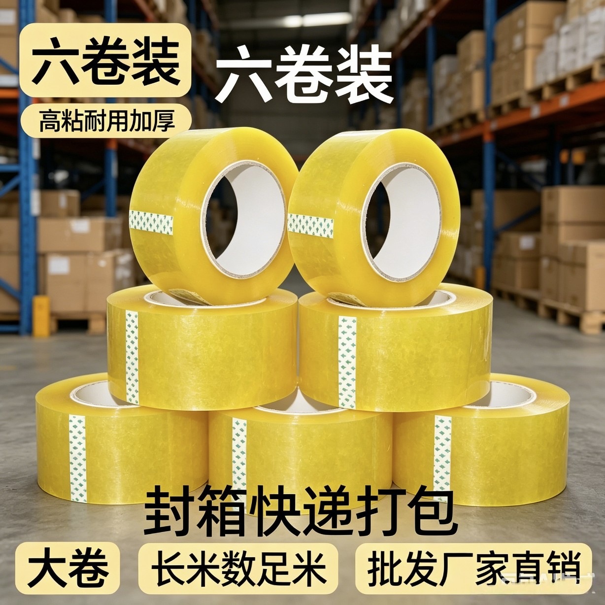 Transparent sealing tape with high adhesion and strong strength, large roll thickened for express packaging, wholesale factory direct delivery and customization