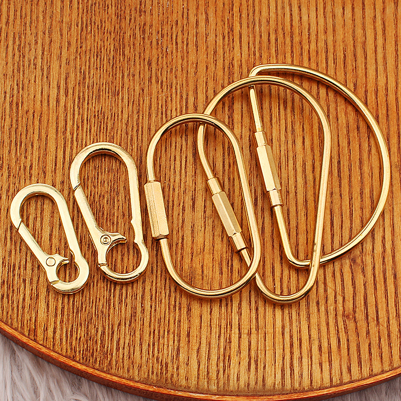 Brass D-shaped buckle, metal U-shaped keychain, multi-functional pure copper outdoor keychain, D-shaped ring buckle, luggage accessories