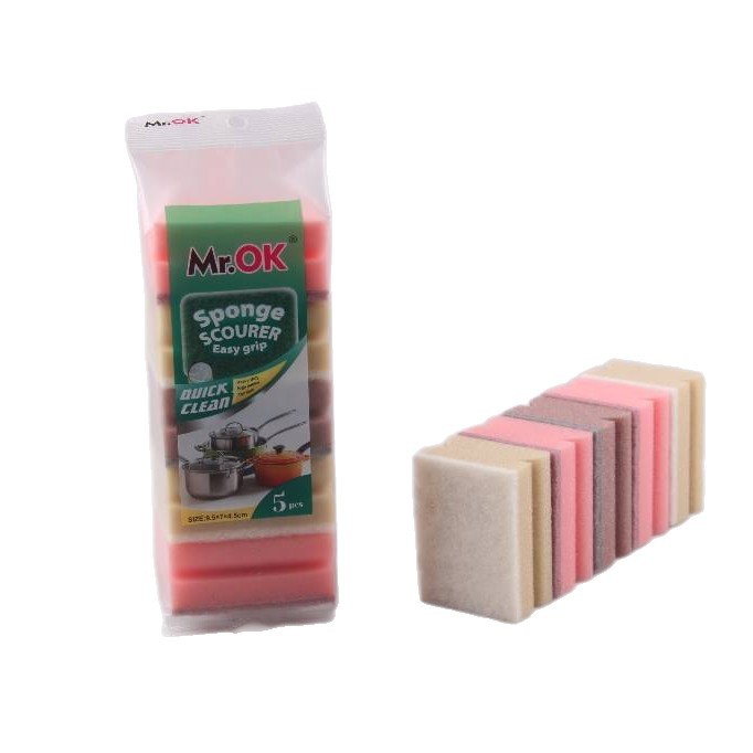 Mr.OK factory direct supply sponge scouring pads, double-sided cleaning sponges, kitchen cleaning sponges, dishwashing sponges, pot scrubbing sponges Item Picture