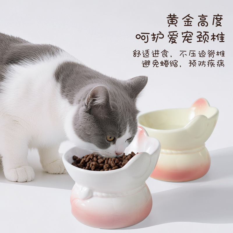 Cat-shaped ceramic bowl, plain bowl, large glass ceramic soup bowl, pet cat tableware, household kitchenware Application Scenario