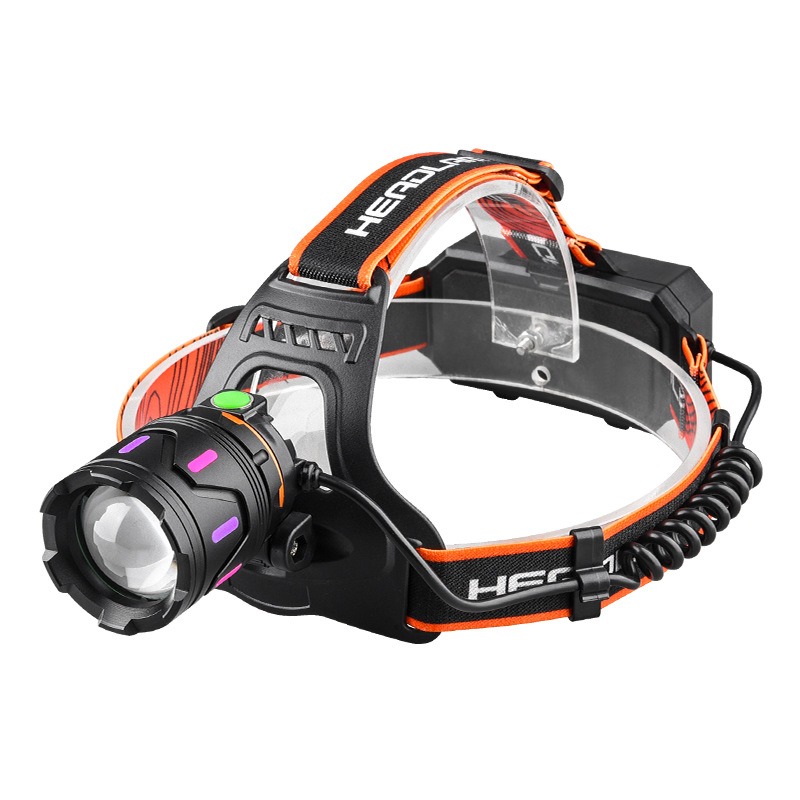 New head-mounted strong headlight, ultra-long battery life, zoom, night fishing dedicated head-mounted lighting, bicycle light, high-brightness laser headlight Item Picture