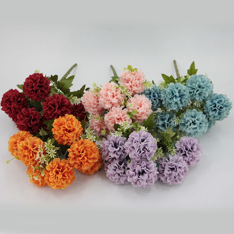 仿真花7头招财球婚礼家居装饰绣球花束拍摄道具摆件绢花假花批发产品图